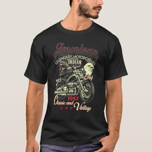 Retro Vintage American Motorcycle Indian For Old B T_Shirt