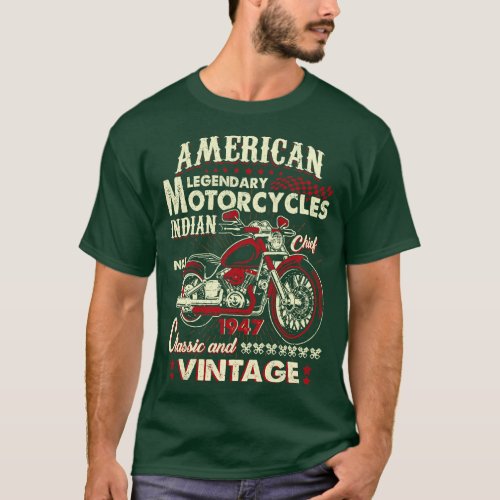 Retro Vintage American Motorcycle Indian for Old B T_Shirt