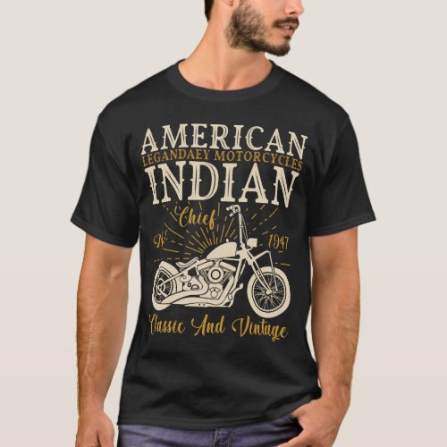 Retro Vintage American Motorcycle Indian T_Shirt