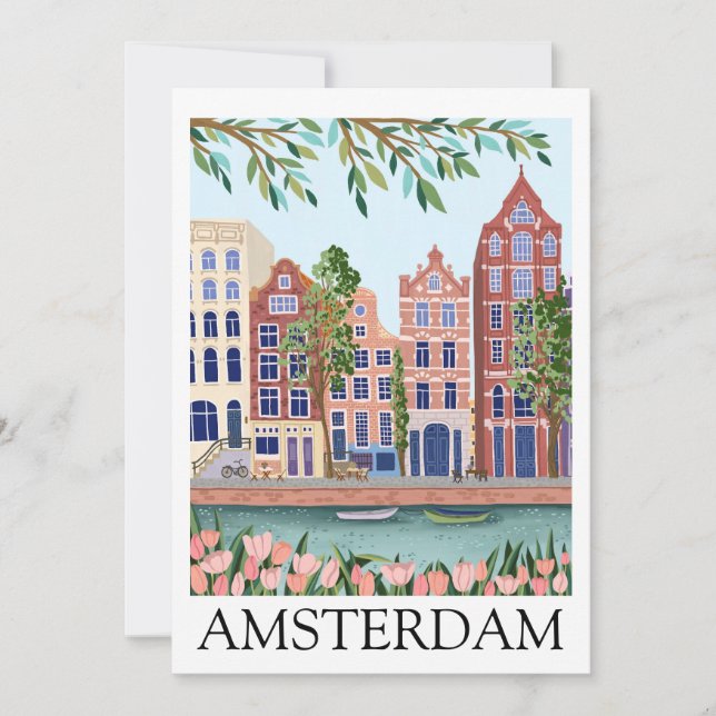 Retro Vintage Amsterdam Netherlands Architecture  Card (Front)
