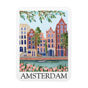 Retro Vintage Amsterdam Netherlands Architecture Magnet