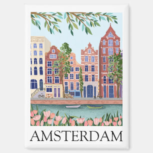 Retro Vintage Amsterdam Netherlands Architecture Magnet