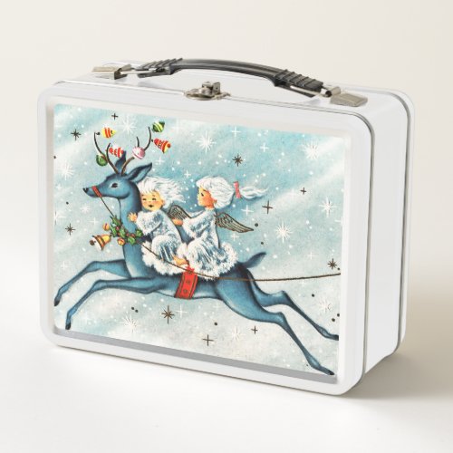 retro vintage Angels Holiday Metal Lunch Box 
