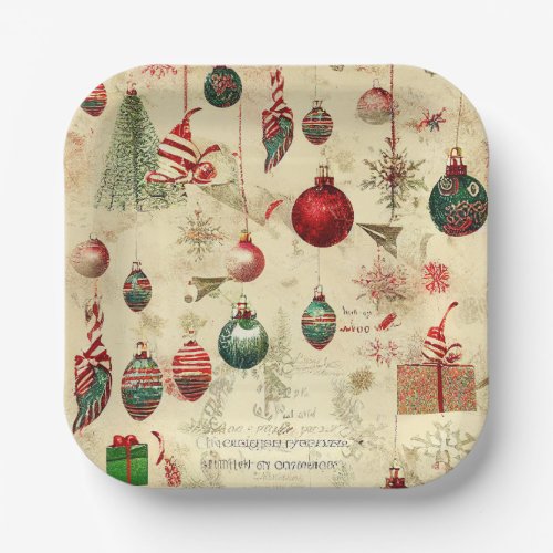 Retro Vintage Antique Christmas Ornaments  Paper Plates