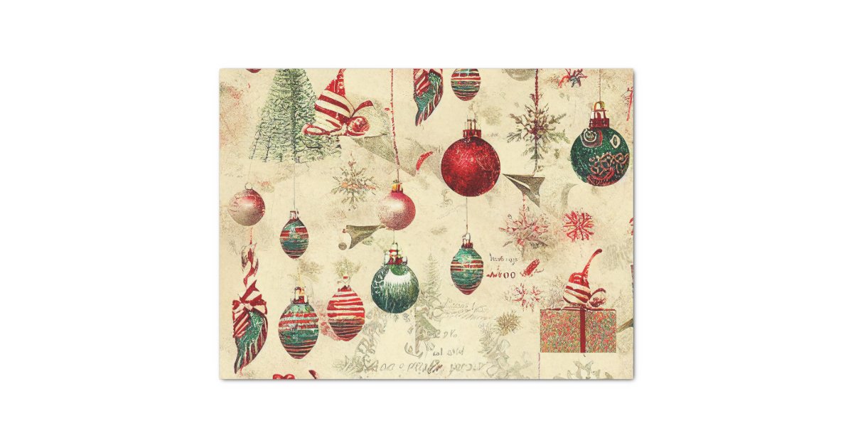 Cheerful Colorful Christmas Ornaments Tissue Paper, Zazzle