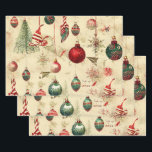 Retro Vintage Antique Christmas Ornaments  Wrapping Paper Sheets<br><div class="desc">Vintage retro Christmas ornaments on these wrapping paper sheets. A set of three matching sheets.</div>