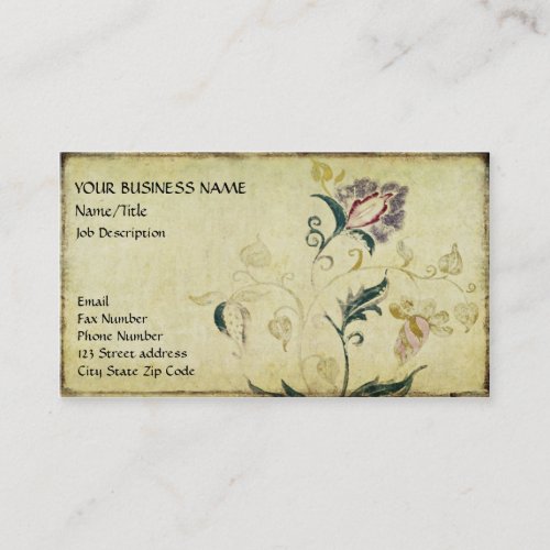 Retro Vintage Antique Floral Parchment Effect Business Card