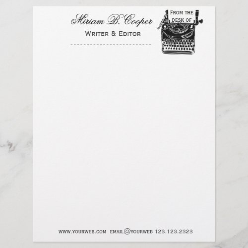 Retro_Vintage Antique Typewriter Professional Letterhead