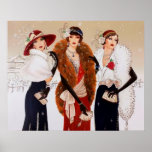 Retro vintage art deco Christmas ladies poster<br><div class="desc">design by www.etsy.com/Shop/VanityFlairDesign</div>