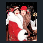 Retro vintage art deco Christmas ladies poster<br><div class="desc">design by www.etsy.com/Shop/VanityFlairDesign</div>