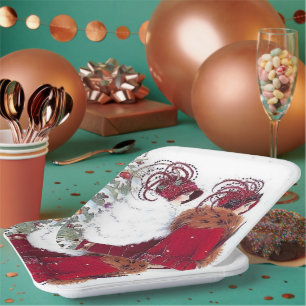 Retro vintage Art Deco Holiday ladies Paper Plates
