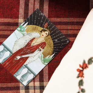 Retro vintage art deco lady Christmas Holiday Card