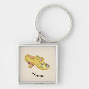 Retro Vintage Art Deco Yellow Shoe Keychain