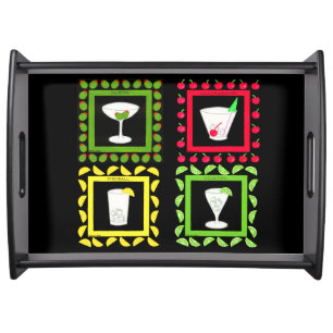 Retro Vintage Art Martini, Old Fashioned, Highball Serving Tray