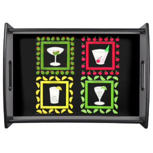 Retro Vintage Art Martini, Old Fashioned, Highball Serving Tray