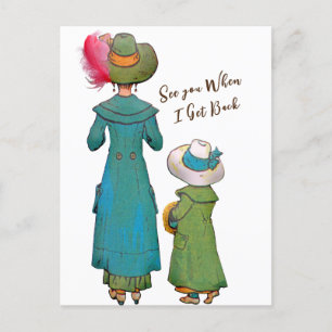 Retro Vintage Art Woman Child Postcard