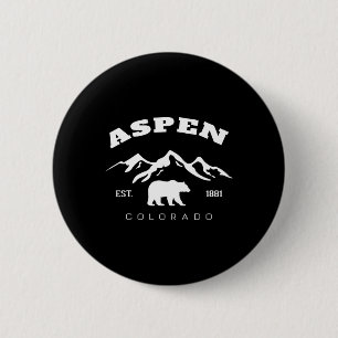 Retro Vintage Aspen Colorado Souvenir Kids Hiking Button
