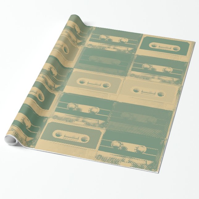 Retro vintage audio style cassette cover wrapping paper (Unrolled)