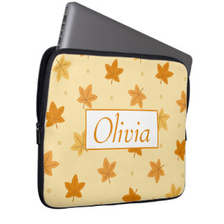 Retro vintage autumn leaves pattern laptop sleeve