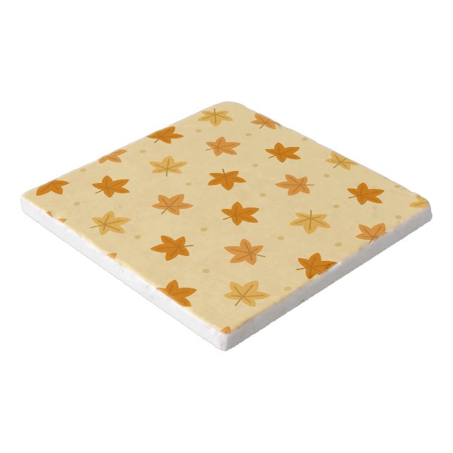 Retro vintage autumn leaves pattern trivet (Corner)