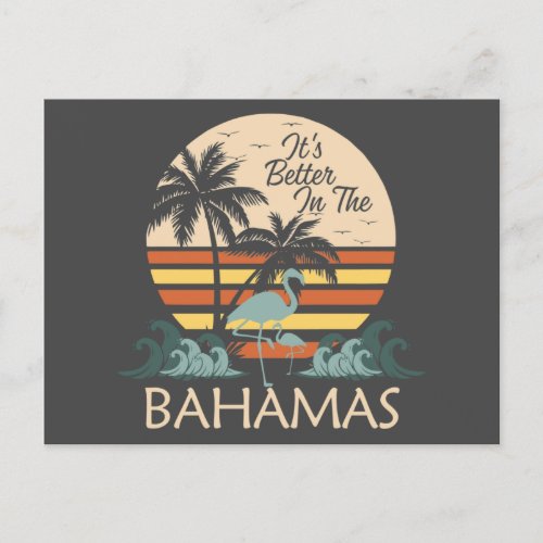 Retro Vintage Bahamas Postcard Vacation Cruise