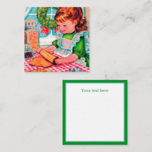 retro vintage baking Christmas girl Note Card