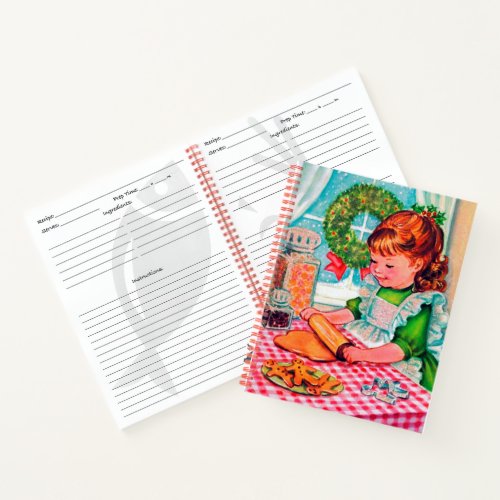 Retro vintage baking girl recipe notebook