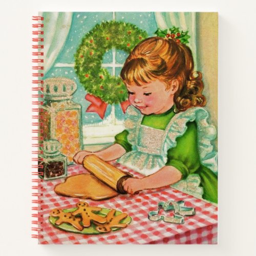 Retro Vintage Baking Girl Spiral Recipe Notebook