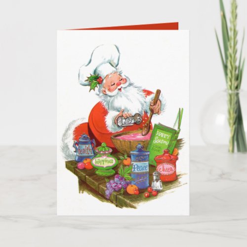 retro vintage baking Santa Christmas Card