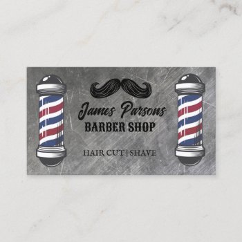 Retro Vintage Barbershop Hair Stylist Barber Shop Business Card by businesscardsdepot at Zazzle