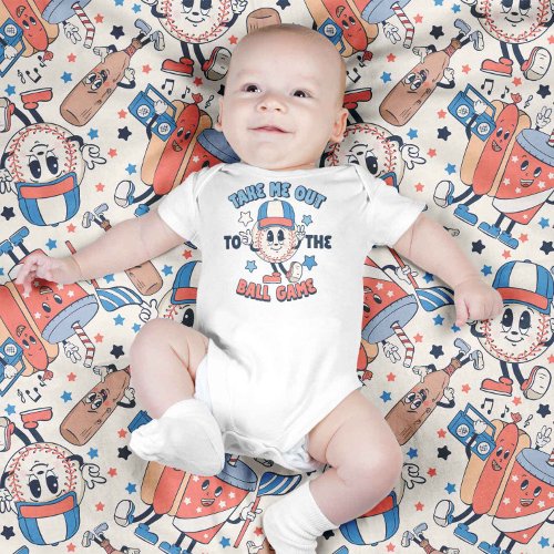 Retro Vintage Baseball Ball Game Baby Bodysuit