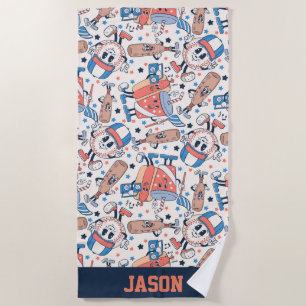 Retro Vintage Baseball Personalized Beach Towel