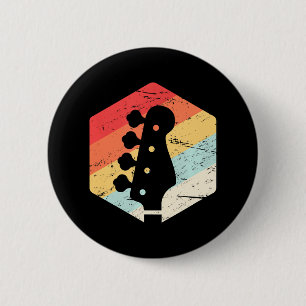 Retro Vintage Bass Guitar Players Rock Music Band Button