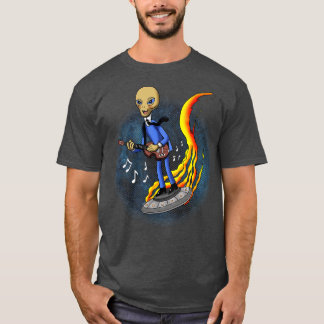 Retro Vintage Bassist 60s Musician In Outer Space T-Shirt