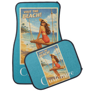 Retro Vintage Bathing Beauty Thunder_Cove Car Floor Mat