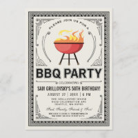 Retro Vintage BBQ Party Invitations