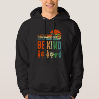 Retro Vintage Be Kind Autism Sign Language Hoodie
