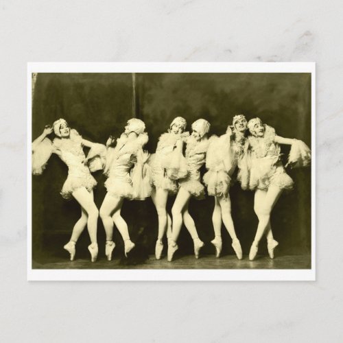 Retro Vintage Beautiful Dancing Women Ballet Dance Postcard