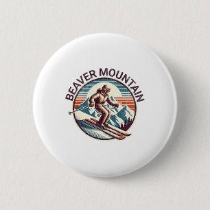 Retro Vintage Beaver Mountain Utah Ski Resort Wint Button