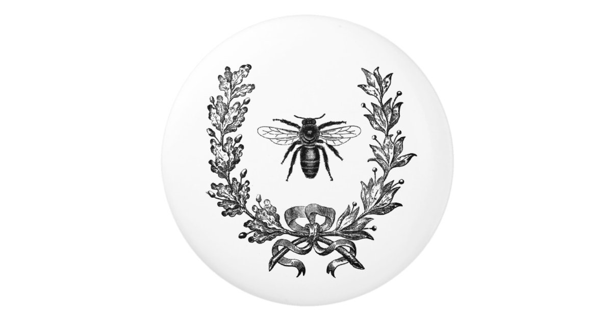 BUMBLE BEE WHITE CERAMIC KNOB KITCHEN CABINET DRESSER KNOB DECOR