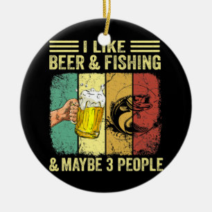 Retro Vintage Beer and Fishing Lover Men Women Ceramic Ornament