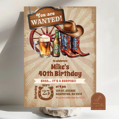 Retro Vintage Beers Boots Cowboy Adult Birthday