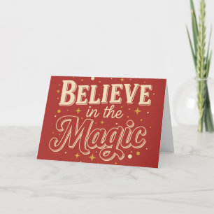 Retro Vintage Believe in the Magic Christmas Holiday Card