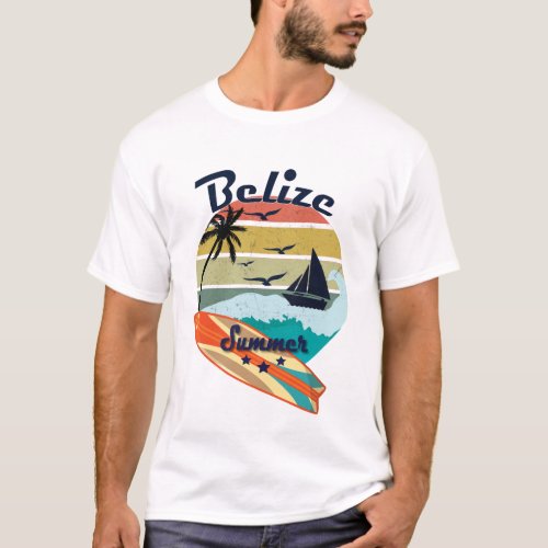 Retro vintage Belize gift summer vacation T_Shirt