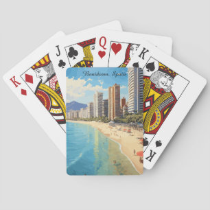 Retro Vintage Benidorm Spain Travel Mediterranean Poker Cards