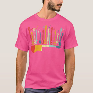 Retro Vintage Best Auntie Ever Guitar Lover Guitar T-Shirt
