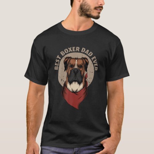 Retro Vintage Best Boxer Dad Ever Boxer Dog T_Shirt