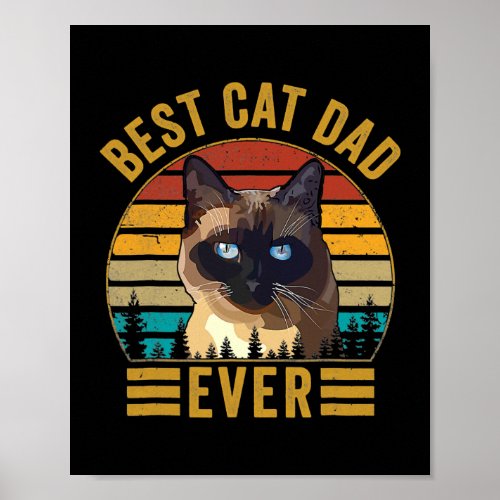 Retro Vintage Best Cat Dad Ever Fathers day Poster