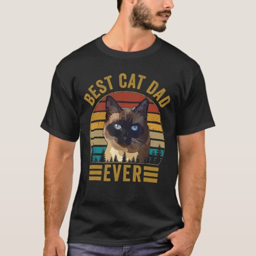 Retro Vintage Best Cat Dad Ever Fathers day Siames T_Shirt