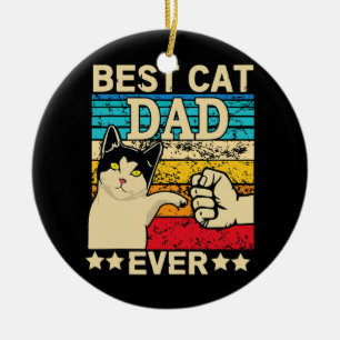 Retro Vintage Best Cat Dad Ever Tee Cat Daddy Ceramic Ornament